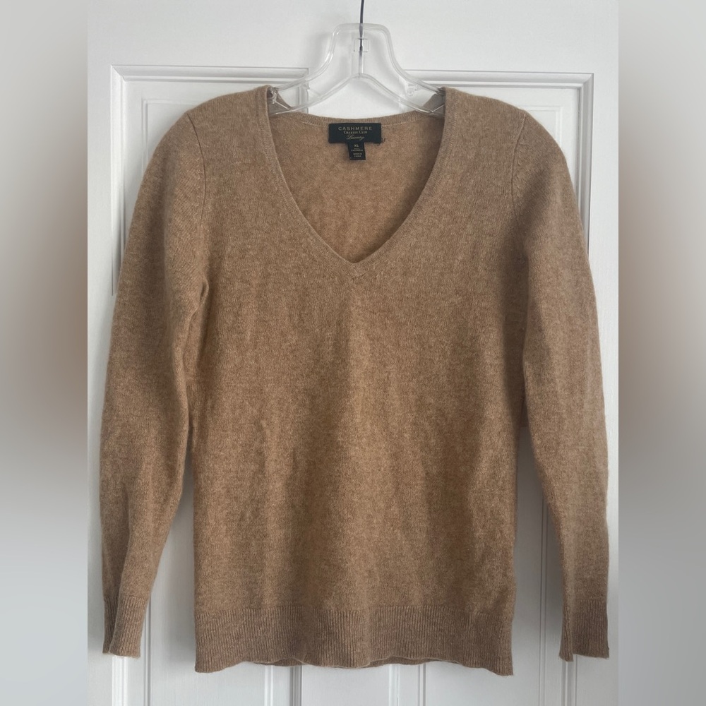 Charter Club Tan Long Sleeve 100% Cashmere Sweater XS